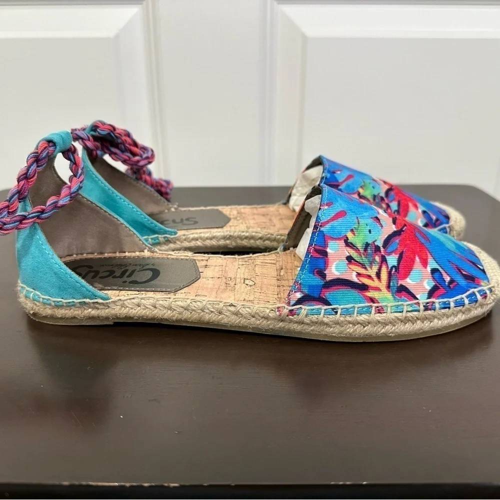 Sam Edelman Women's Lenora Canvas Espadrille Shoe Ankle Tie Size 8